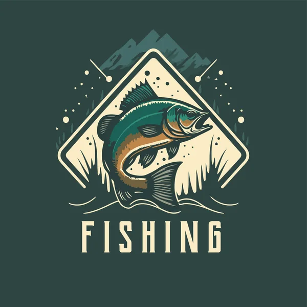 Rybaření Ryby Ikoně Vodní Logo Šablona Design Vektorový Styl Ilustrace — Stockový vektor