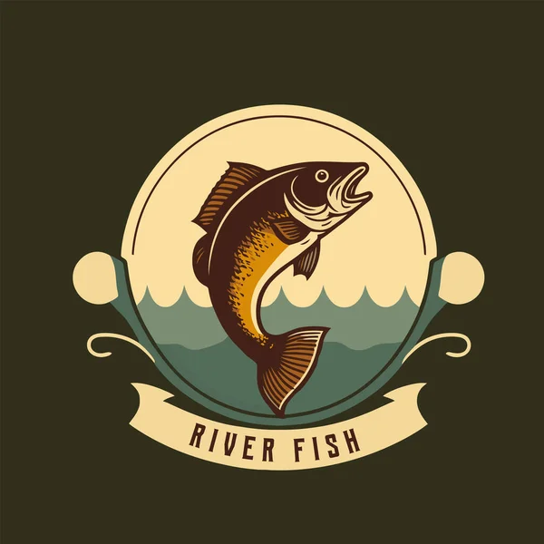 Peixe Pesca Logotipo Água Ícone Modelo Design Vetor Estilo Ilustração —  Vetores de Stock