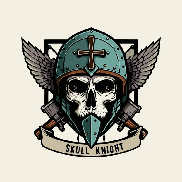 Vector Illustration Knight Templar Crusaders Skull Head Logo — Stock Vector