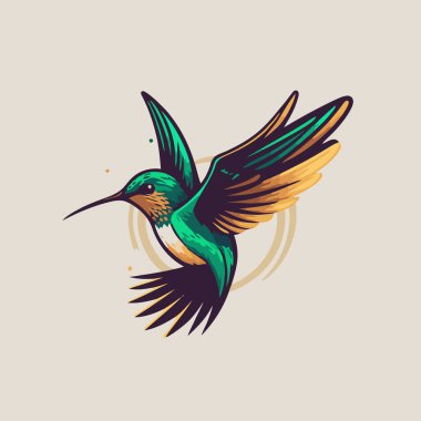 Flaying hummingbird Bird logo Colorful vector Style illustration, colibri bird icon logo clipart