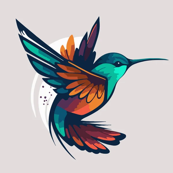 Flaying Kolibrie Vogel Logo Kleurrijke Vector Stijl Illustratie Colibri Vogel — Stockvector