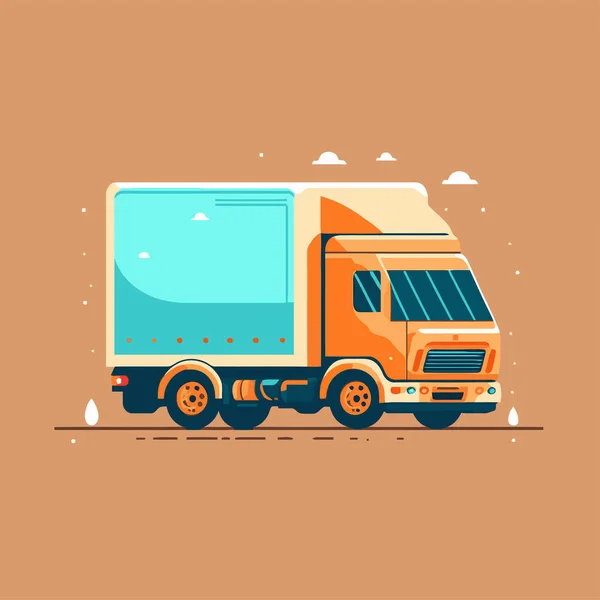 Illustratie Van Vrachtwagen Levering Logo Pictogram Bezorgingsconcept Vector Platte Kleur — Stockvector