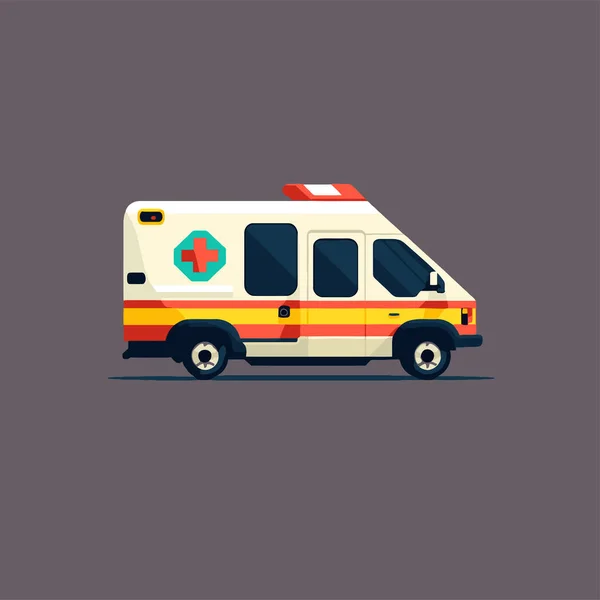 Flache Vektor Rettungswagen Notarztwagen Stadt Transport Krankenhaus Symbol Logo Illustration — Stockvektor