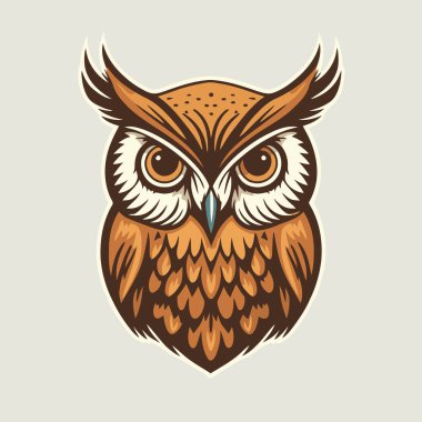 Owl face head design for logo mascot t shirt design template flat vector cartoon style illustration clipart