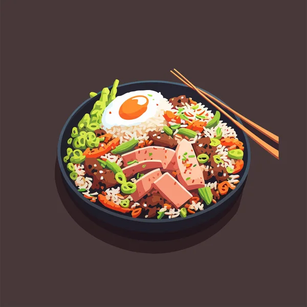 Indonesian Food Fried Rice Nasi Goreng Tasty Authentic Traditional Asian — Image vectorielle