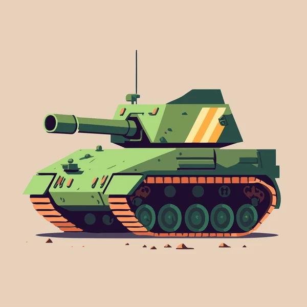 Large Tank Military Army Vector Icon Cartoon Vector Flat Color — Stockvector