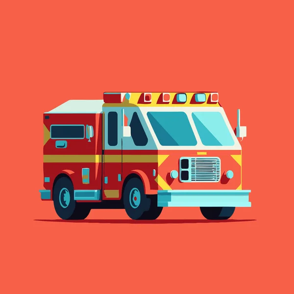Fire Engine Fire Truck Vector Flat Color Cartoon Illustration — Stockvektor