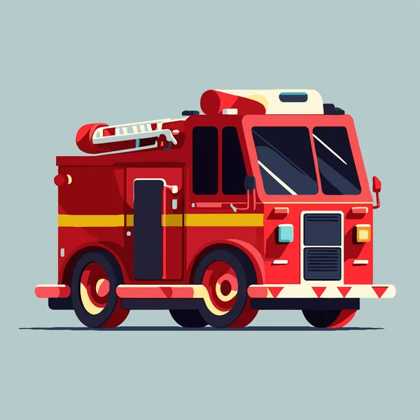 Fire Engine Fire Truck Vector Flat Color Cartoon Illustration — Vetor de Stock