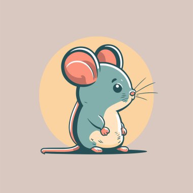 Cartoon mouse logo design template. Vector illustration of a cute cartoon mouse. Cartoon mouse