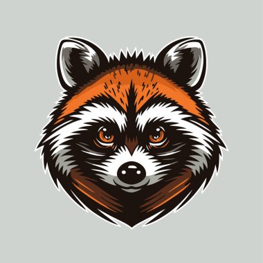 illustration of raccoon head animal logo character mascot in flat color vector cartoon style clipart