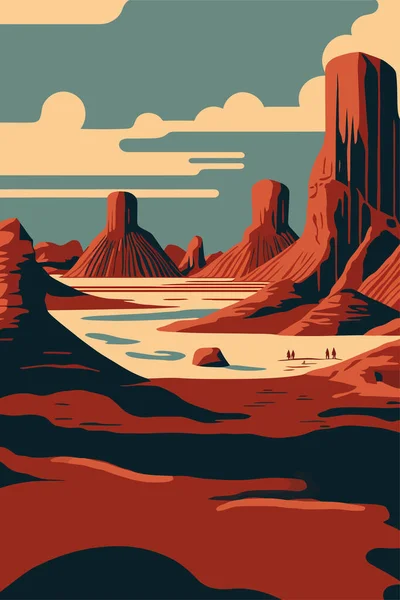 Vector Illustration Desert Landscapes Bisti Badlands Zin Wilderness Area New — ストックベクタ