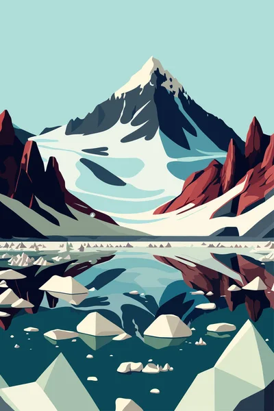 Iceberg North Sea Arctic Ocean Glaciers Landscape Flat Color Vector — 图库矢量图片