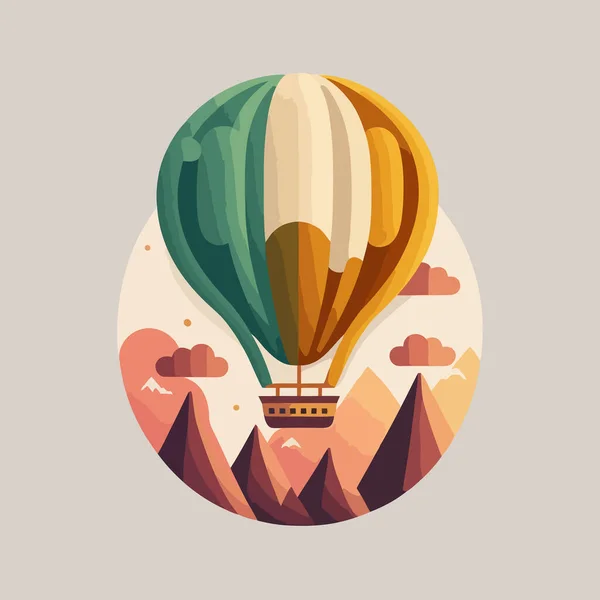 Colorful Hot Air Balloon Flat Color Cartoon Vector Illustration — Stockový vektor