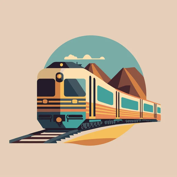 Ілюстрація Логотипу Залізничного Вокзалу Плоского Кольору Векторний Локомотив — стоковий вектор