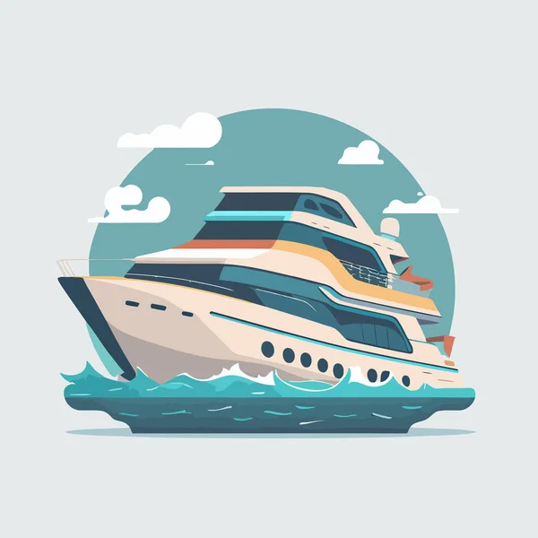 Illustration Party Yacht Marine Luxury Ship Sailing Flat Vector — Stockový vektor