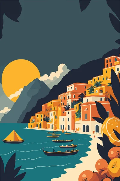 Cinque Terre Italy Europe Vector Illustration — Vettoriale Stock