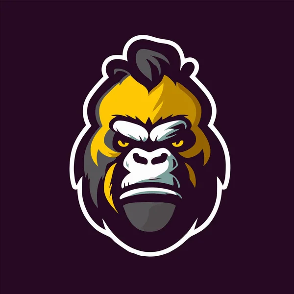 Spor Takımı Için Goril Başlı Logo Vektör Çizim Şablonu Düz — Stok Vektör