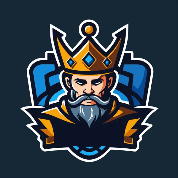 King Beard Crown Vector Illustration Your Mascot Branding Esport Team — Stok Vektör
