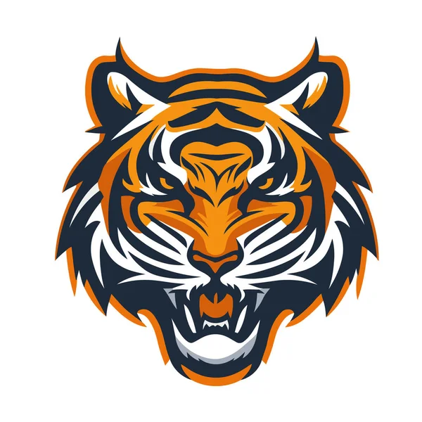 白を基調としたタイガーヘッドマスコット スポーツチームのための虎の頭のマスコットのベクトルイラスト 会社のブランディング — ストックベクタ