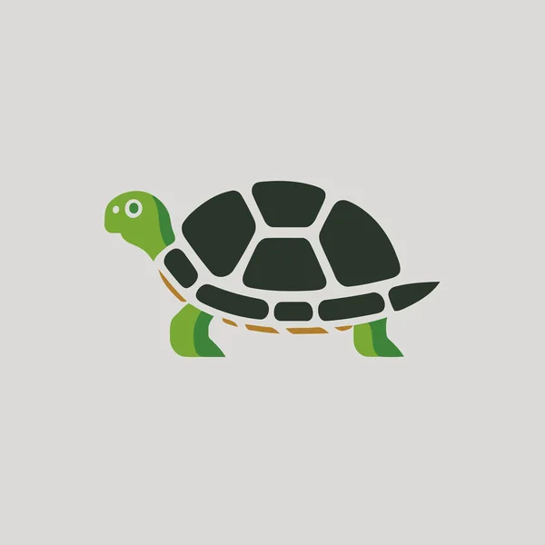 Ikona Żółwia Szare Tło Zielonym Ilustracja Wektora Logo Firmy — Wektor stockowy