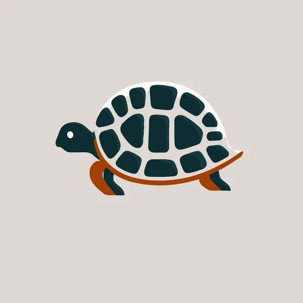 Turtle Icon Flat Style Vector Illustration Gray Background Company Logo — Stock Vector