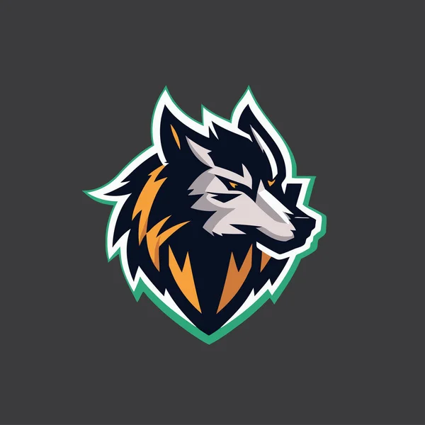 Wolf Head Mascot Logo Design Vector Sport Team Esport Team — 图库矢量图片