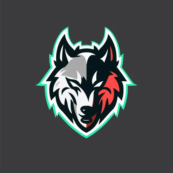 Wolf Head Mascot Logo Template Vector Icon Illustration Design Sport — стоковий вектор