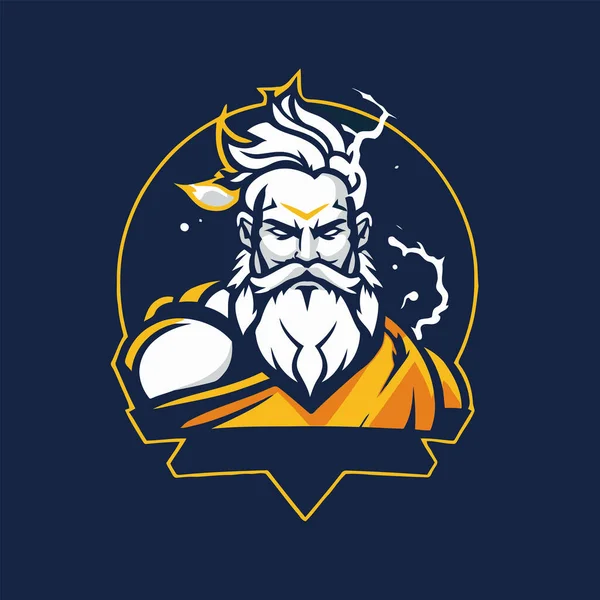 Zeus God Beard Mustache Vector Illustration Dark Background Esport Logo — Archivo Imágenes Vectoriales