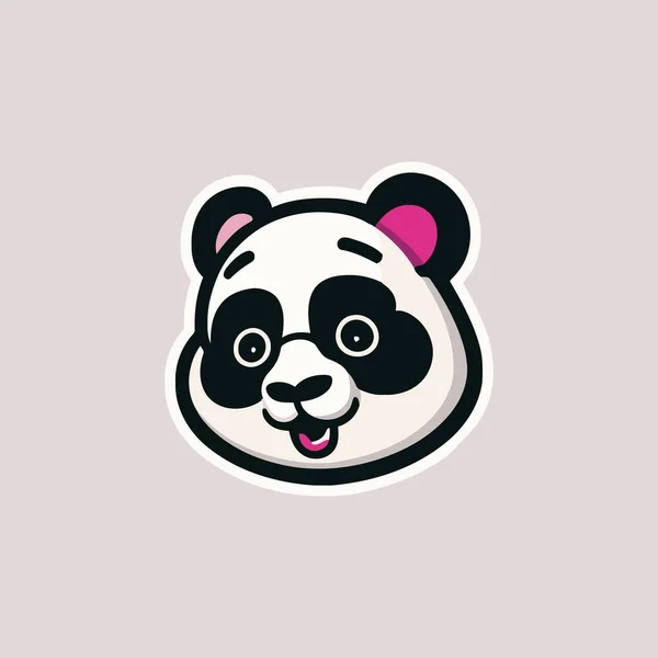 Cute Panda Face Sticker Vector Illustration Cartoon Style Flat Color — Stock Vector
