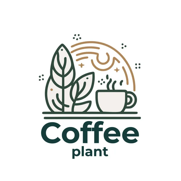 Kahve Logosu Tasarım Şablonu Kafe Simgesinin Vektör Illüstrasyonu Monoline Biçimi — Stok Vektör