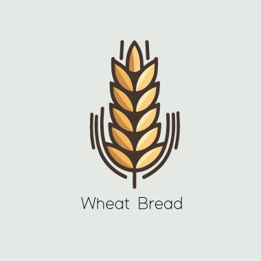 Buğday logosu simgesi. Gri arka planda izole edilmiş buğday kulakları. ekmek logosu şablonu