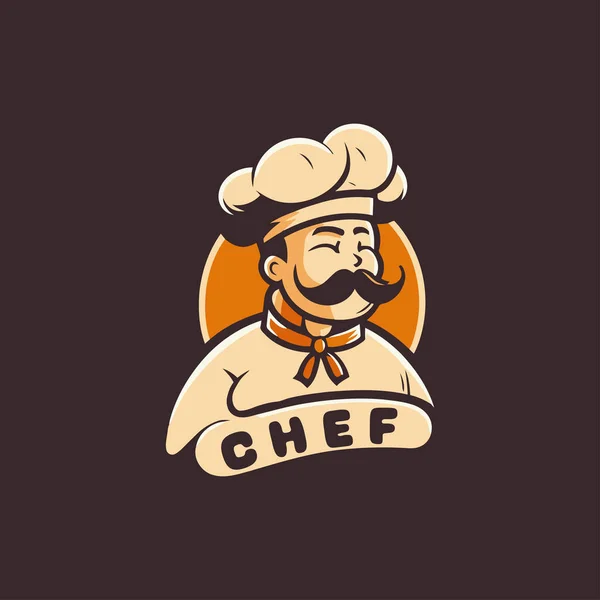 Modèle Logo Chef Illustration Vectorielle Chef Barbu Mascotte Chef Dessin — Image vectorielle
