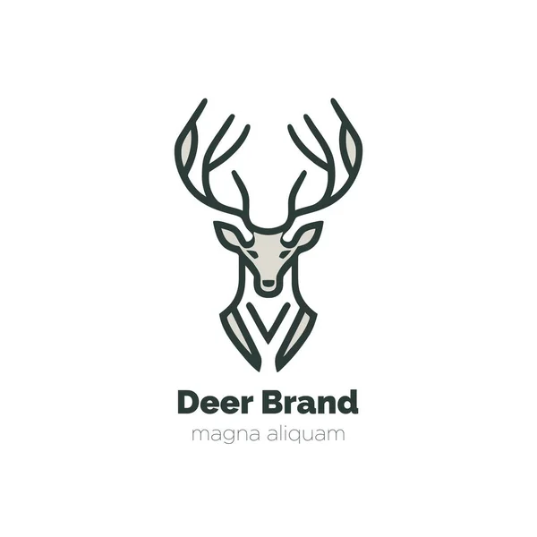 鹿の頭のロゴ ベクトルイラスト 鹿の頭のロゴテンプレート シンプルなラインロゴ — ストックベクタ