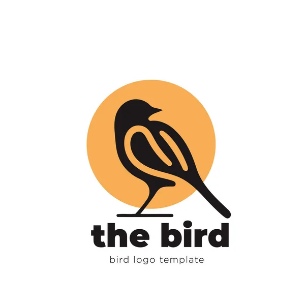 鳥のロゴテンプレート ベクターアイコンイラスト フラットなデザインスタイル シンプルなラインロゴ — ストックベクタ