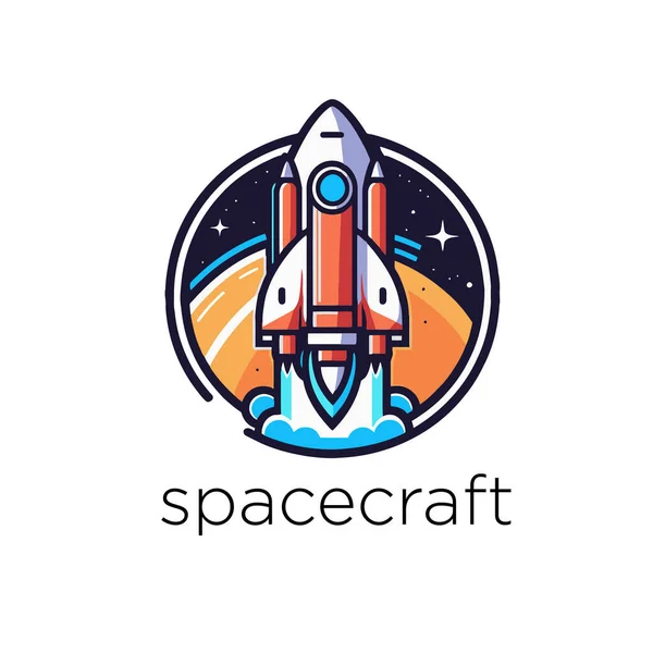 Uzay Roketi Fırlatma Logosu Beyaz Arkaplanda Vektör Illüstrasyonu Tasarım Elemanı — Stok Vektör
