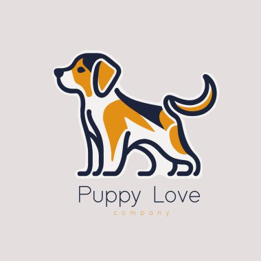 Yavru köpek logo şablonu. Bir evcil hayvan dükkanının vektör çizimi. Beagle köpek logosu.