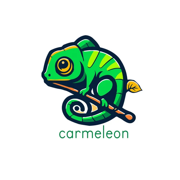 Mall För Kameleontens Logotyp Vektor Illustration Kameleont Tecknad Maskot — Stock vektor