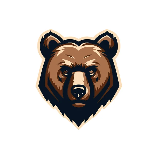 熊头部吉祥物标识模板矢量插图 适用于团队标识 网页等 Esport Logo Design — 图库矢量图片