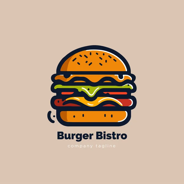 Templat Logo Burger Vektor Ilustrasi Logotype Makanan Cepat Saji Logo - Stok Vektor