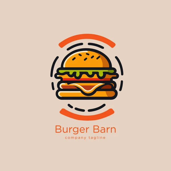 Templat Desain Logo Burger Ikon Makanan Cepat Saji Vektor Ilustrasi - Stok Vektor