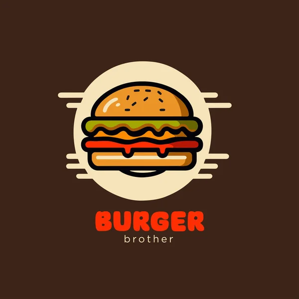 Templat Logo Burger Vektor Ilustrasi Logotype Makanan Cepat Saji Logo - Stok Vektor