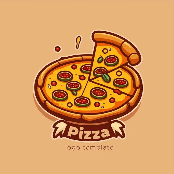 Логотип Пиццы Векторная Иллюстрация Пиццы Светлом Фоне Итальянская Кухня Ресторан — стоковый вектор