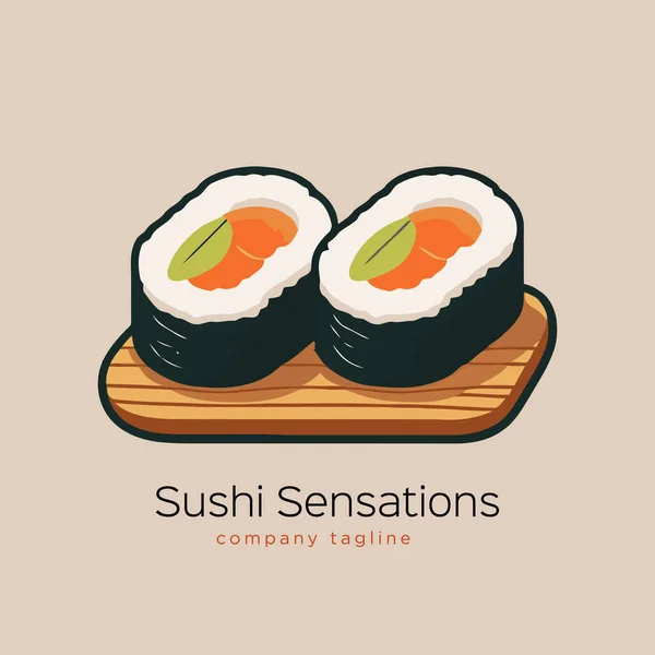 Rollo Sushi Japonés Vector Alimentos Ilustración Estilo Plano Dibujos Animados — Vector de stock