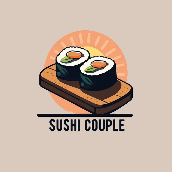 Wzór Logo Sushi Menu Sushi Ilustracja Wektora Kreskówka Płaski Styl — Wektor stockowy
