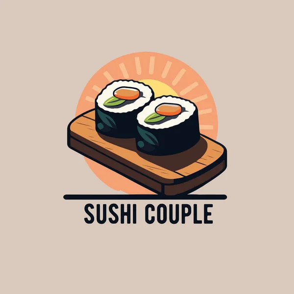 Sushi salmão e desenhos animados amigos colorido engraçado plano