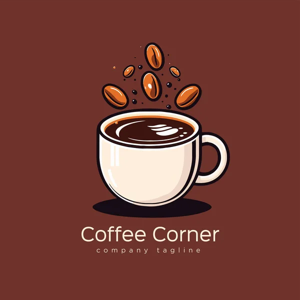 Πρότυπο Λογότυπο Φλιτζάνι Καφέ Εικονογράφηση Διάνυσμα Ενός Φλιτζανιού Καφέ Καφέ — Διανυσματικό Αρχείο