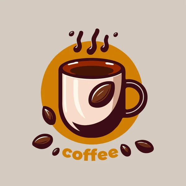 咖啡杯标志 一杯咖啡的矢量图解 卡通扁平风格 — 图库矢量图片