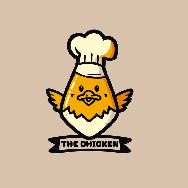 Şef Şapkalı Tavuk Şefi Vektör Çizimi Yemek Kafesi Logosu — Stok Vektör