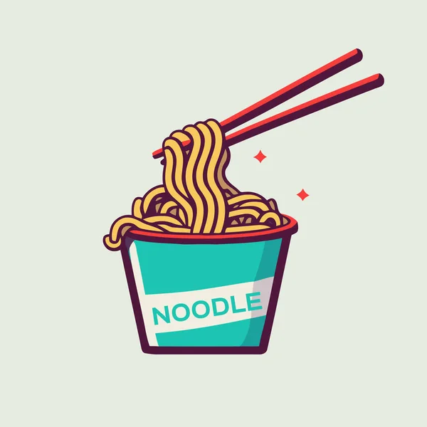 Mengambil Lencana Makanan Cina Kotak Mie Dengan Ikon Desain Logo - Stok Vektor