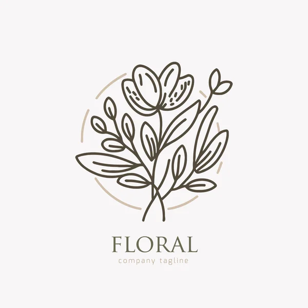 Çiçek Çiçeği Botanik Logo Tasarım Şablonu Vektör Illüstrasyonu — Stok Vektör